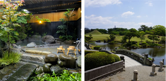 水前寺成趣園と植木温泉の写真