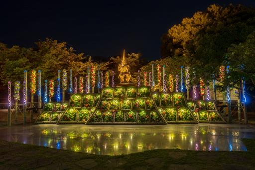 くまもと花博　竹あかり(清正像混色)