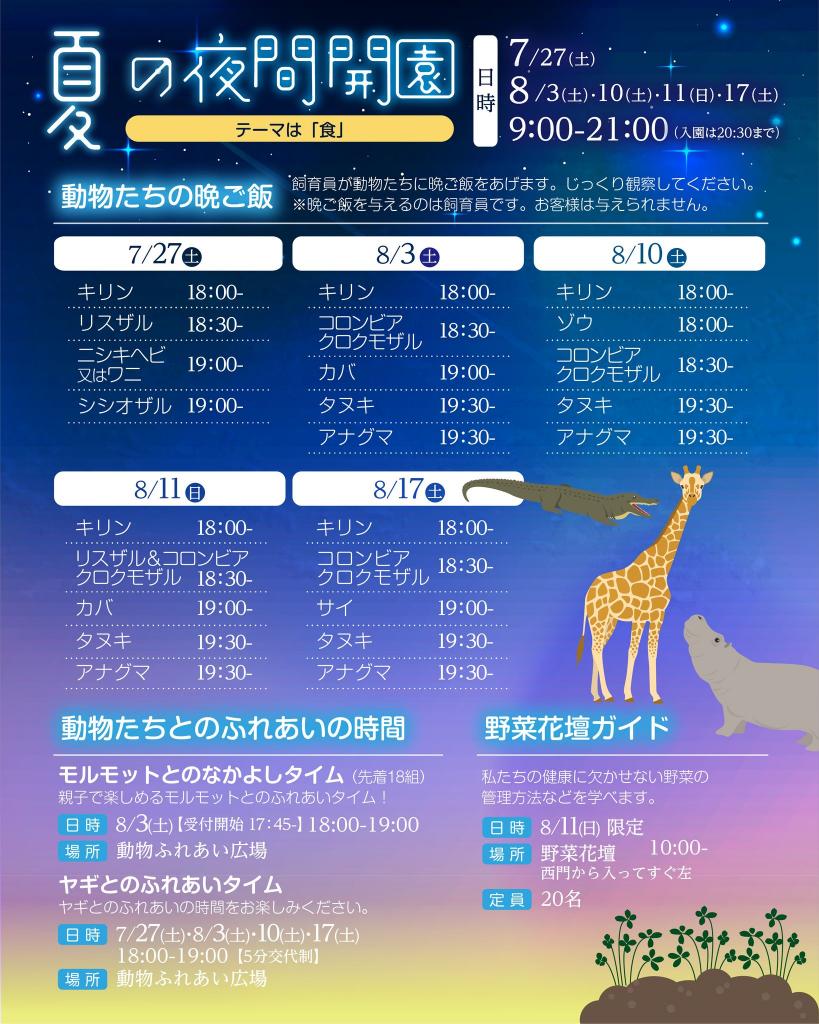 熊本市動植物園　夏の夜間開園