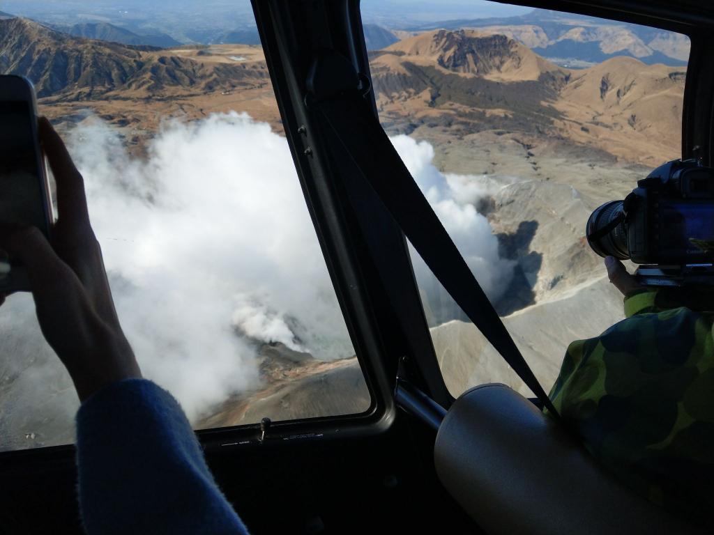 Or take a thrilling helicopter ride over the very active Mt. Aso volcano