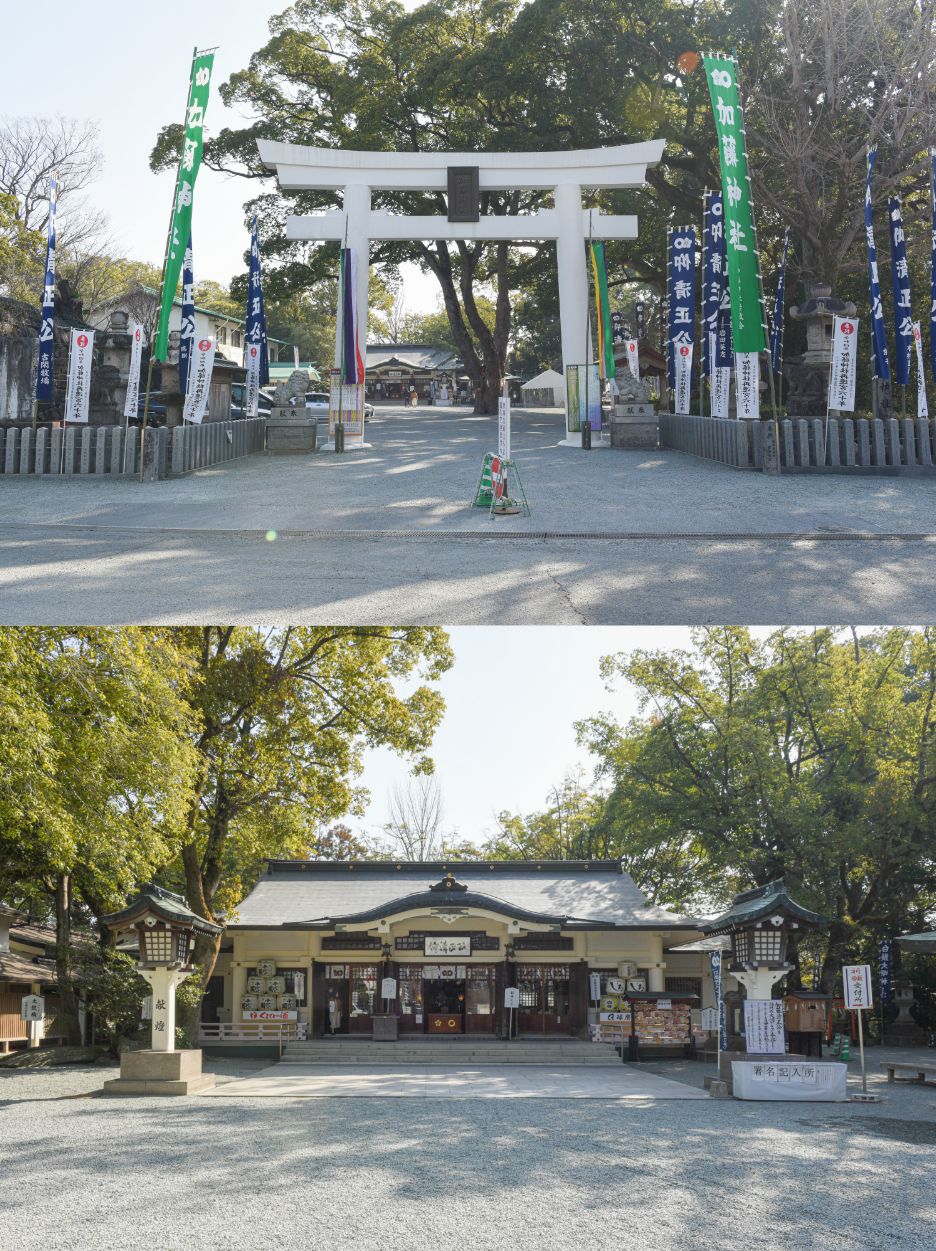 加藤神社の鳥居と境内の写真